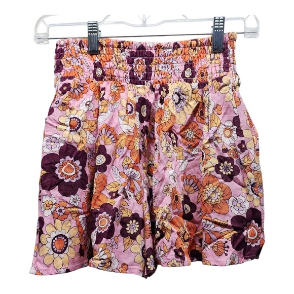 Wild Fable Shorts Womens XS Floral Print Linen Blend Pull-On Boho Hippie Style - Picture 1 of 8
